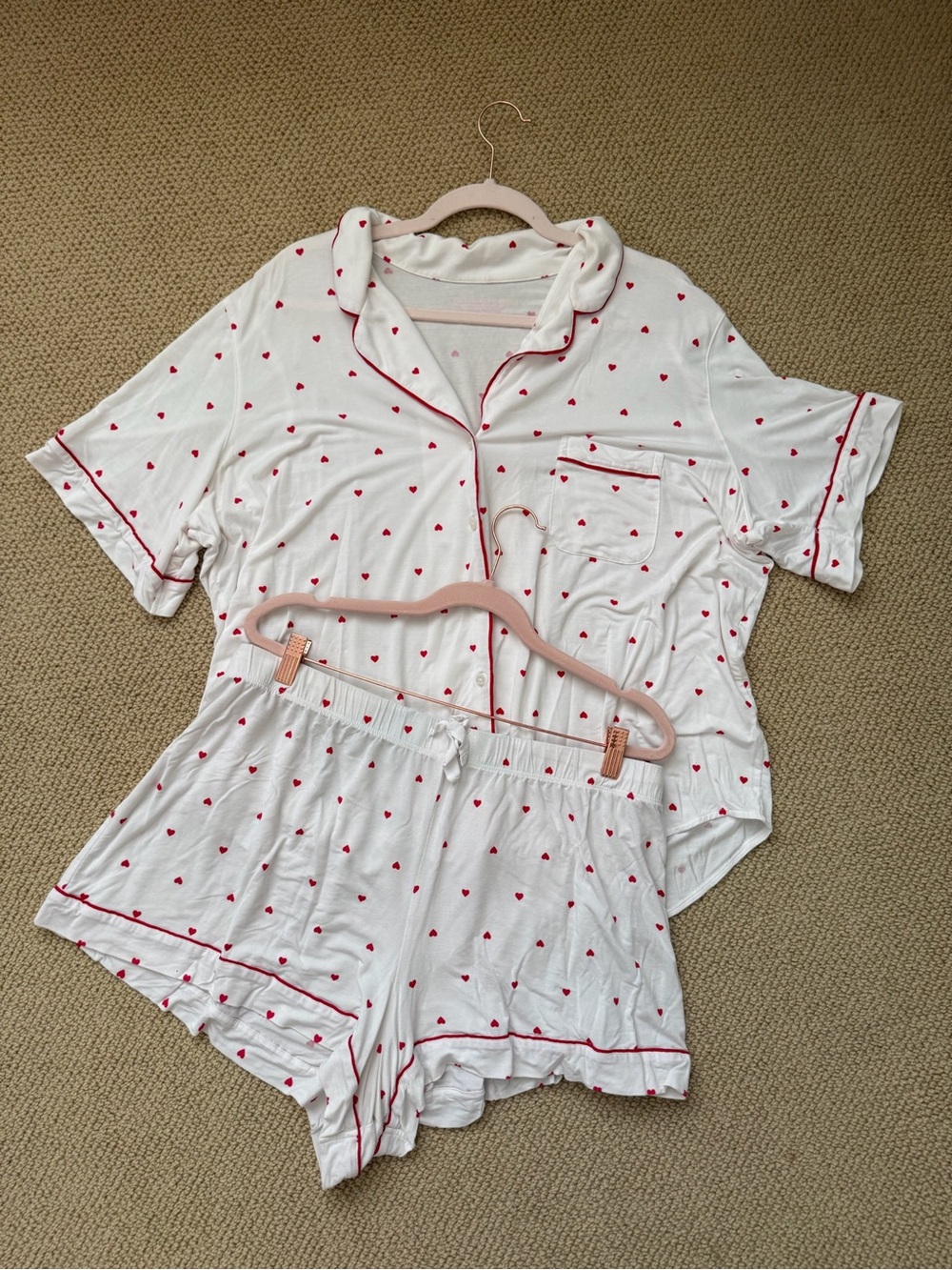 women’s white + red heart print pajama set - victoria’s secret!